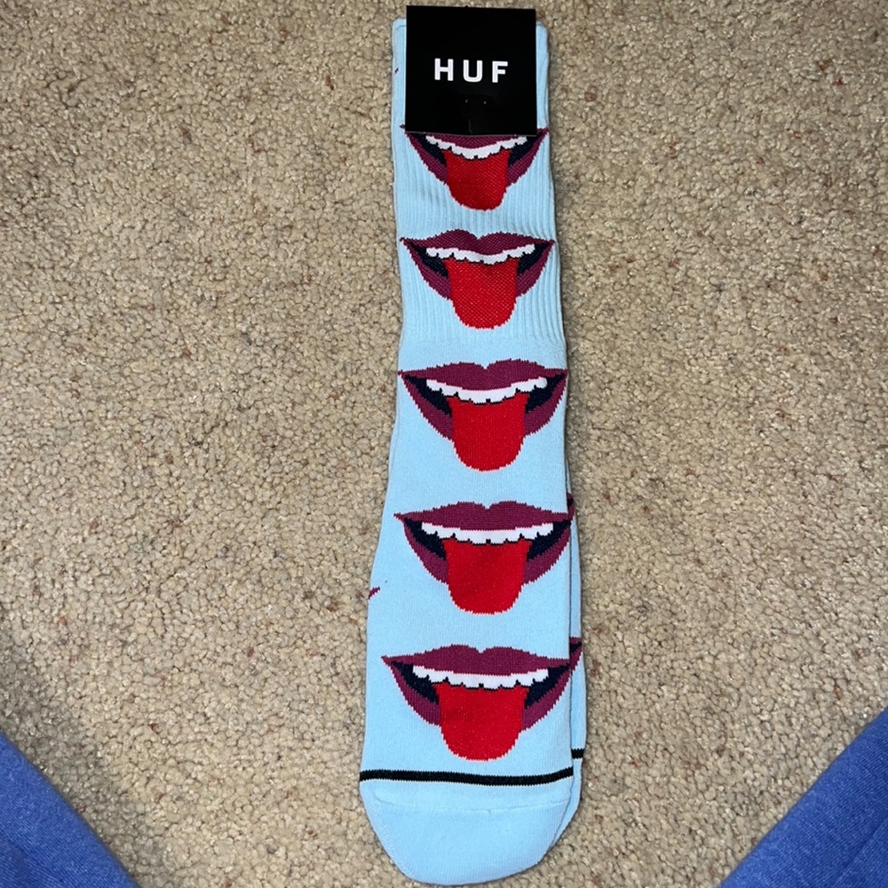 HUF tongue socks. Brand new. With tags. One size fits all.
